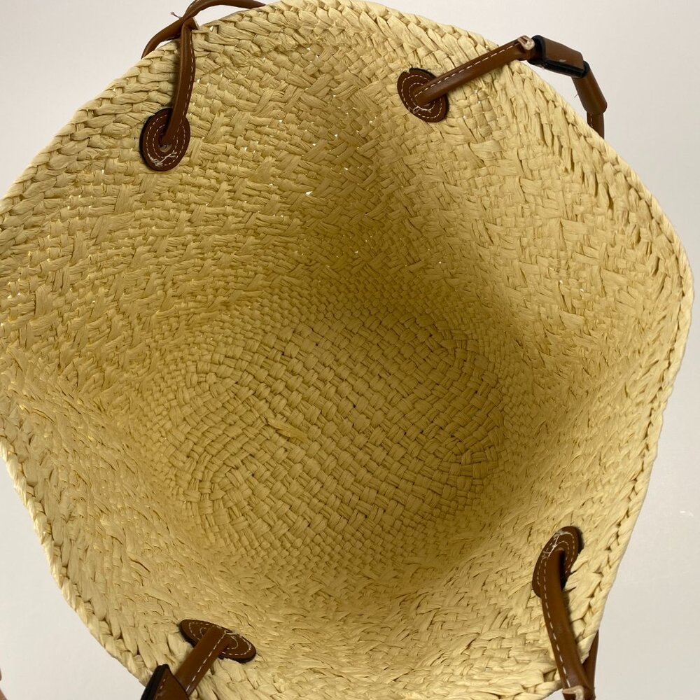 Saks Fifth Avenue Natural Straw Tote with Brown Leather Straps - Picture 11 of 11